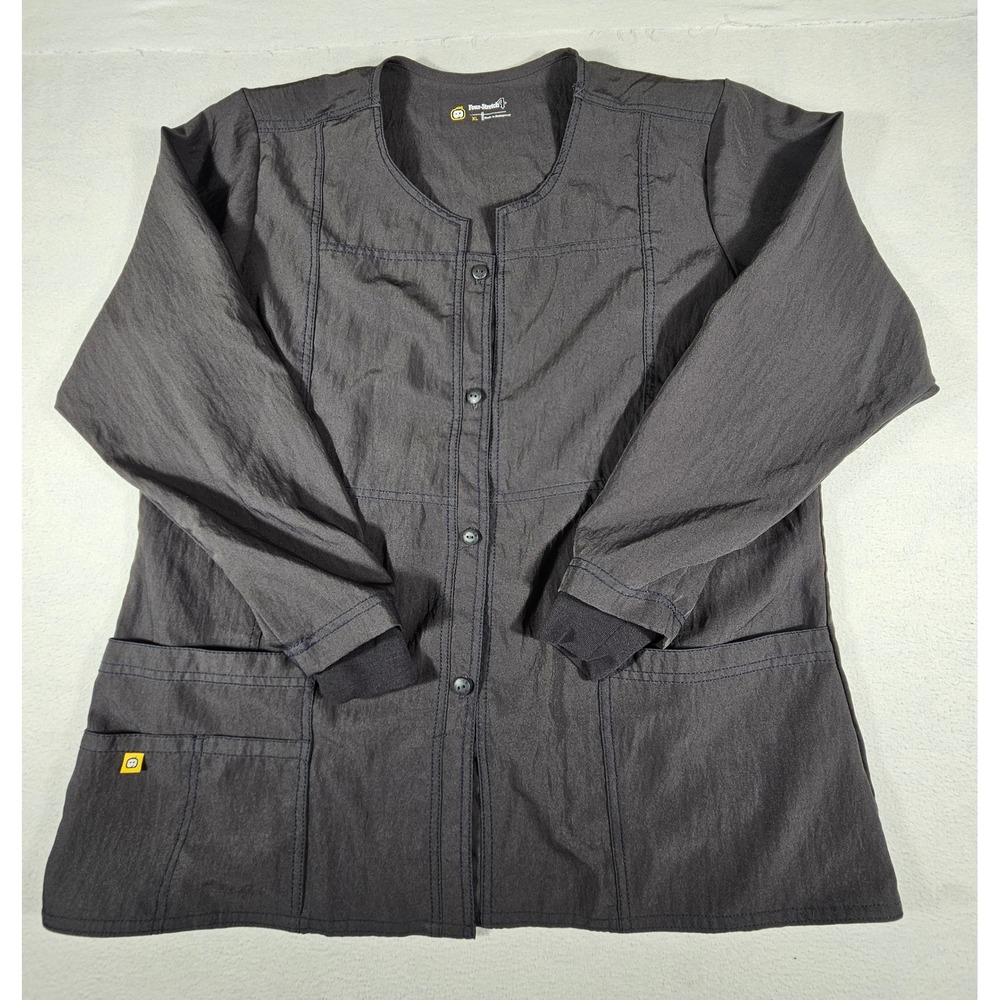 WonderWink Four-Stretch Women Scrub Jacket XL Grey Button Front Warm Up 8114